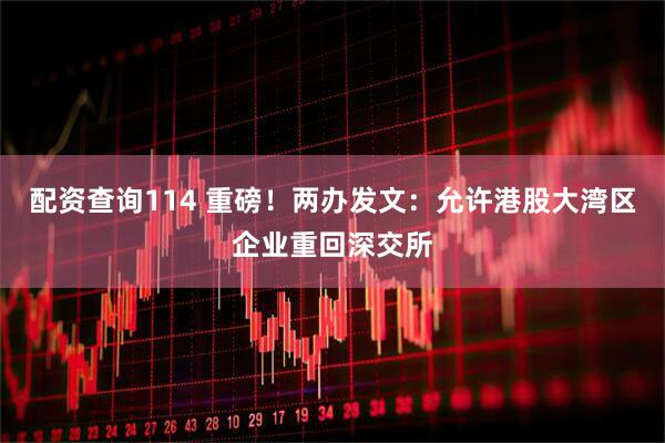 配资查询114 重磅！两办发文：允许港股大湾区企业重回深交所